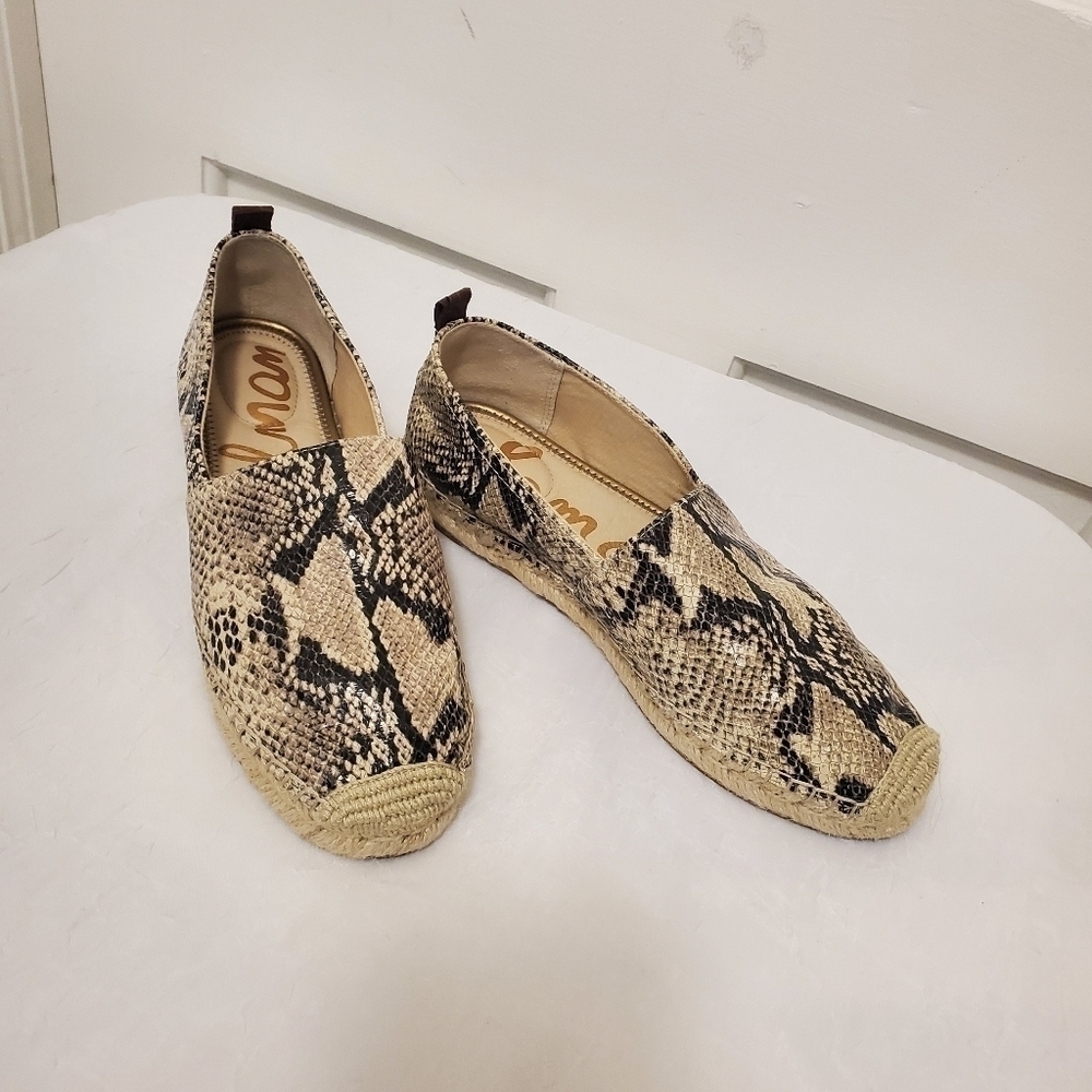 Sam Edelman Khloe Snakeprint Leather Espadrilles Size 8